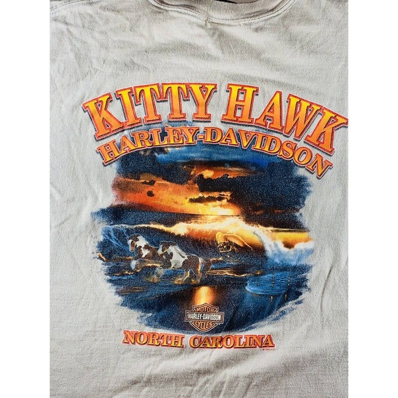 Harley Davidson Mens T-Shirt Size XL Draft Horses Beach Kitty Hawk NC Motorcycle - Picture 1 of 8